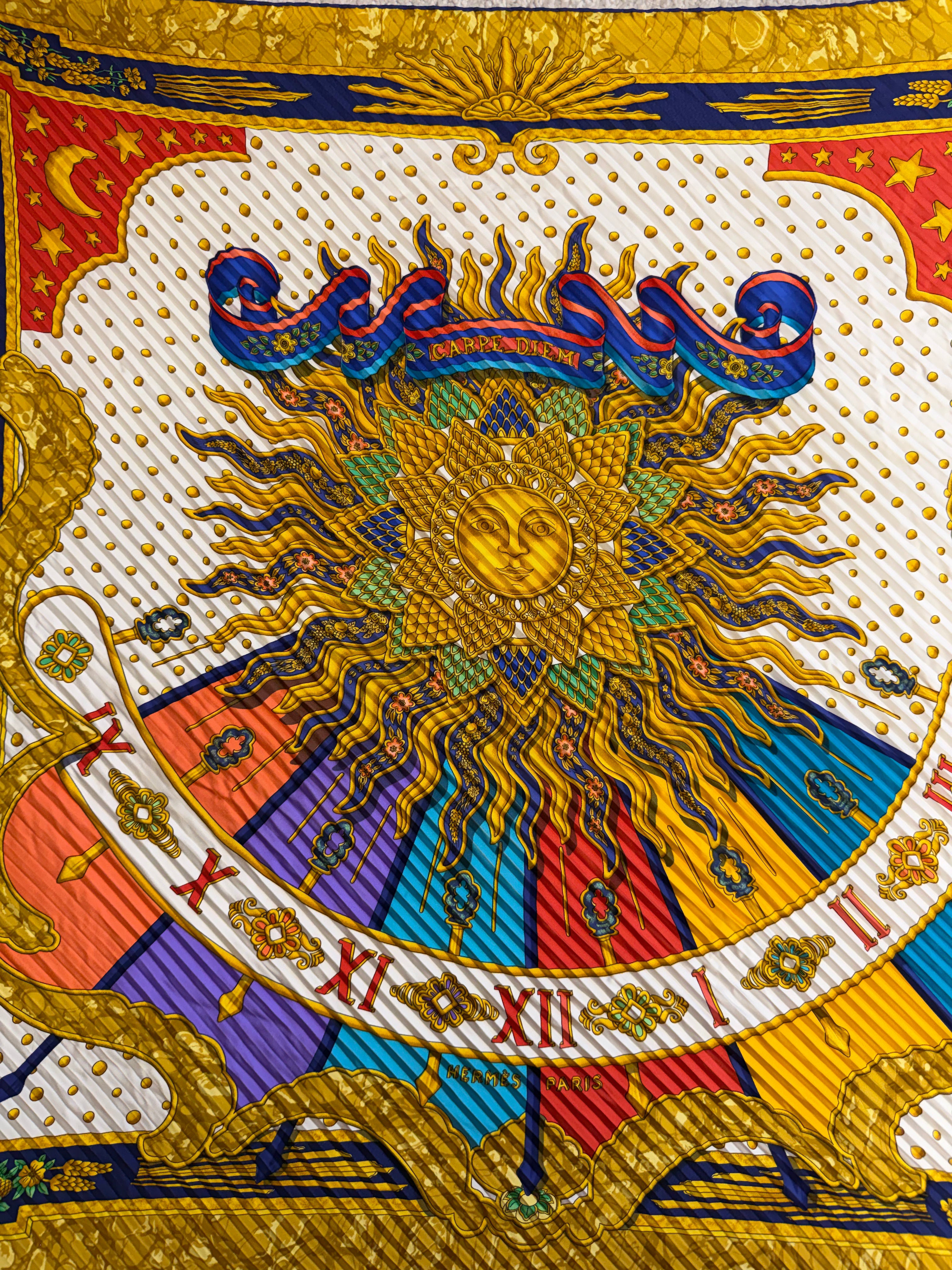Hermès Carpe Diem Pleated Scarf I Colorful