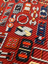Hermès Carre En Boucles Pleated Scarf I Red and blue