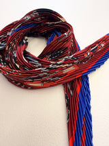 Hermès Carre En Boucles Pleated Scarf I Red and blue
