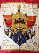 Hermès Viu Due Carrosse De Silk Scarf I Pink, Blue, Off-White and Gold