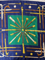 Hermès Les Cannes Silk Scarf I Blue and Green