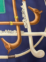 Hermès Les Cannes Silk Scarf I Blue and Green