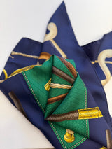 Hermès Les Cannes Silk Scarf I Blue and Green
