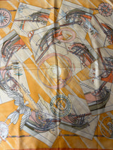 Hermès Face au Large Silk Scarf I Orange and Beige