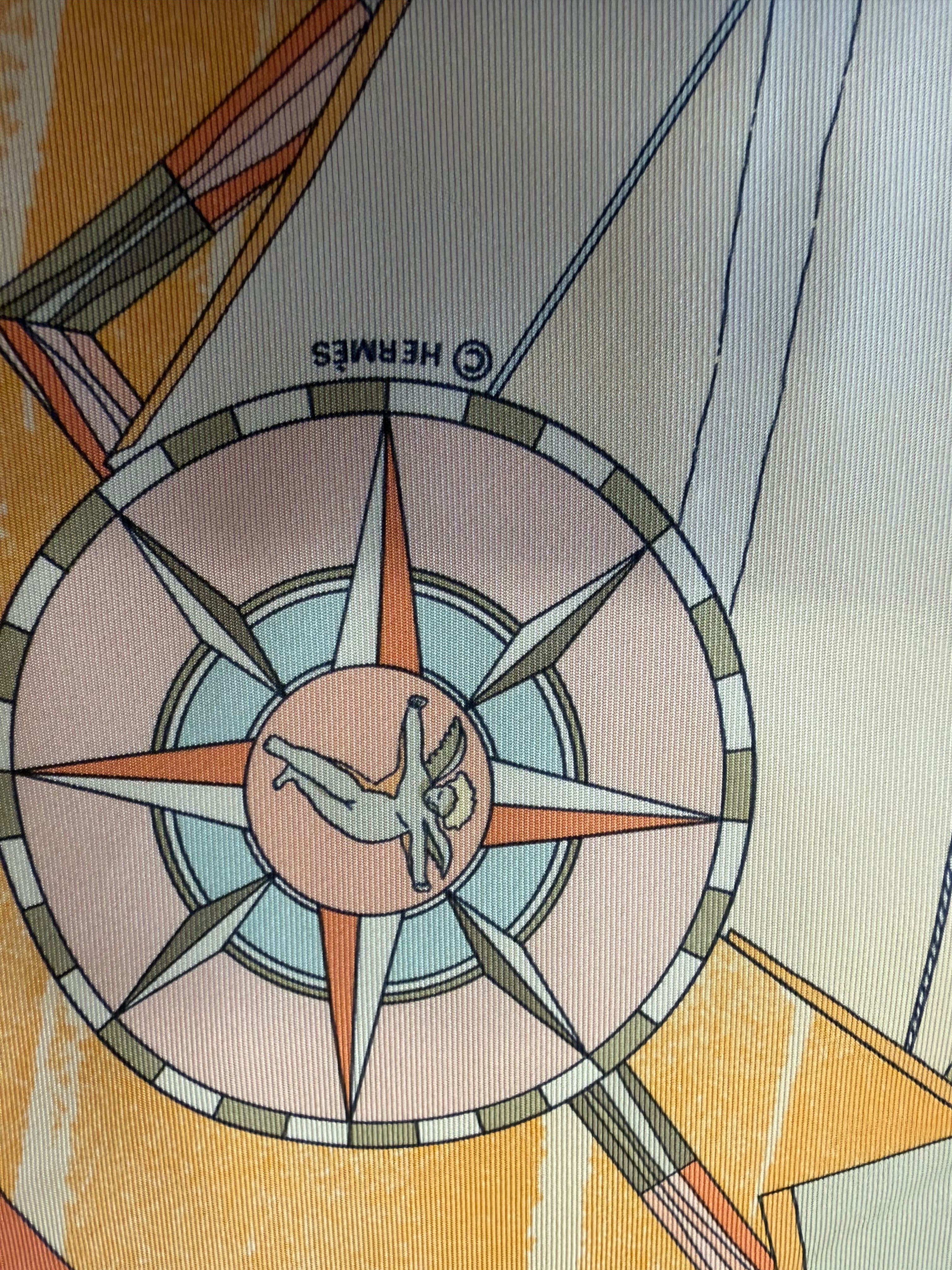 Hermès Face au Large Silk Scarf I Orange and Beige