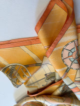 Hermès Face au Large Silk Scarf I Orange and Beige
