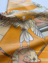 Hermès Face au Large Silk Scarf I Orange and Beige