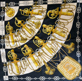 Hermès Cliquets Silk Scarf I Blue, Gold and Off-White