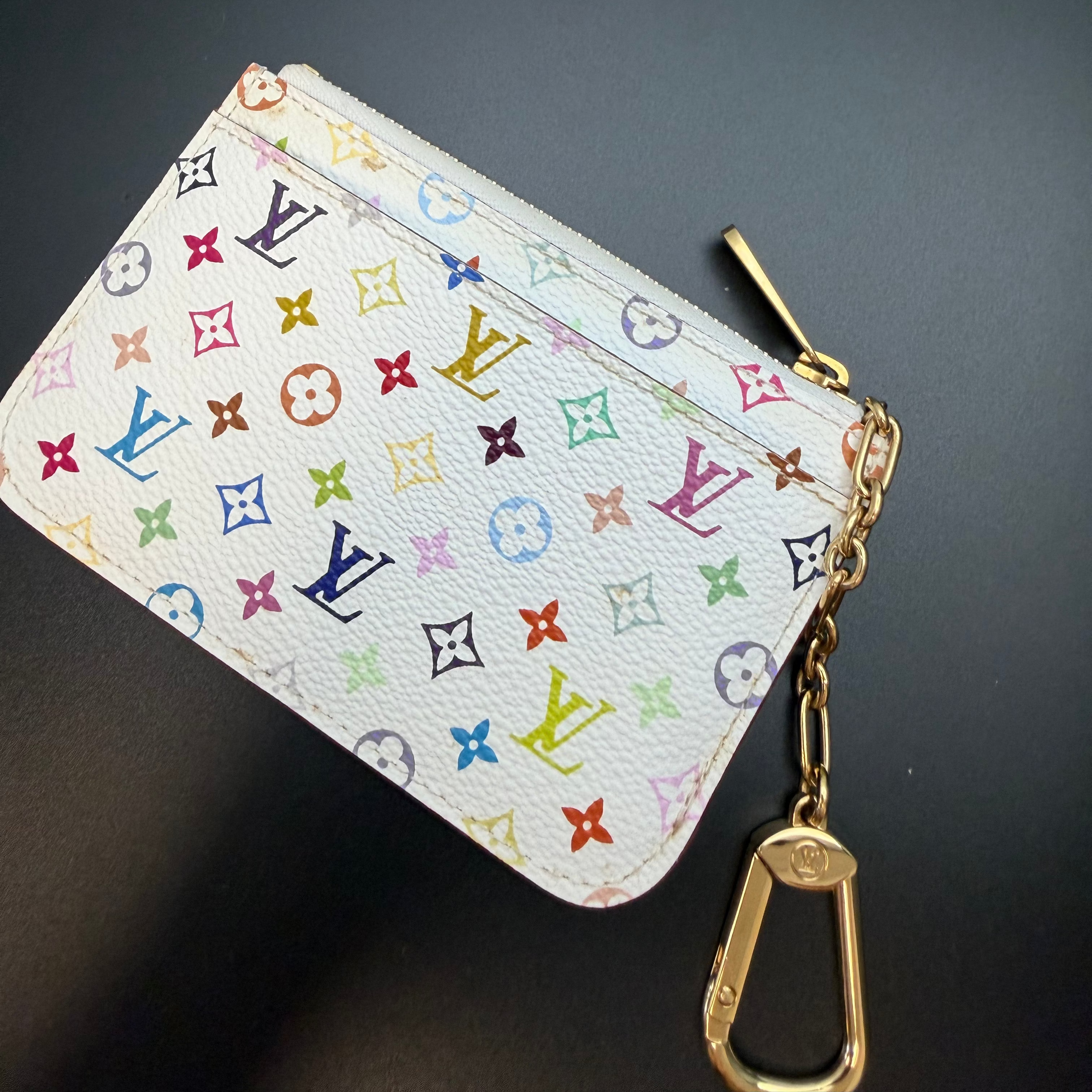 Louis Vuitton x Takashi Murakami Monogram Multicolore Coated Canvas Card Holder I White