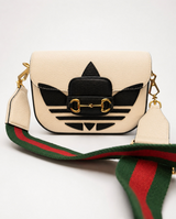 Gucci x Adidas Horsebit Shoulder Bag GG Canvas I Beige with Red Trefoil
