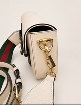 Gucci x Adidas Horsebit Shoulder Bag GG Canvas I Beige with Red Trefoil