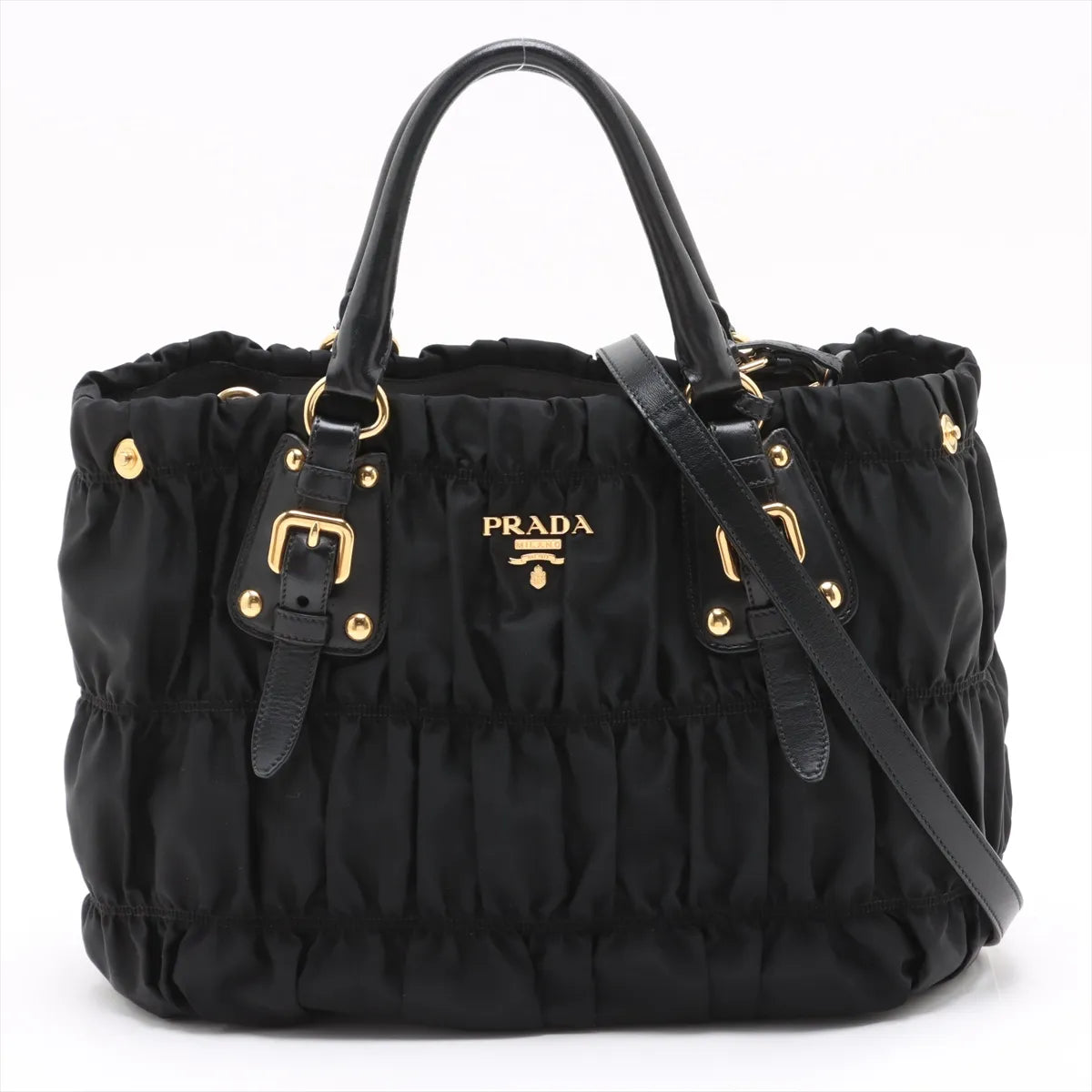 Prada Gather Handbag Black - main