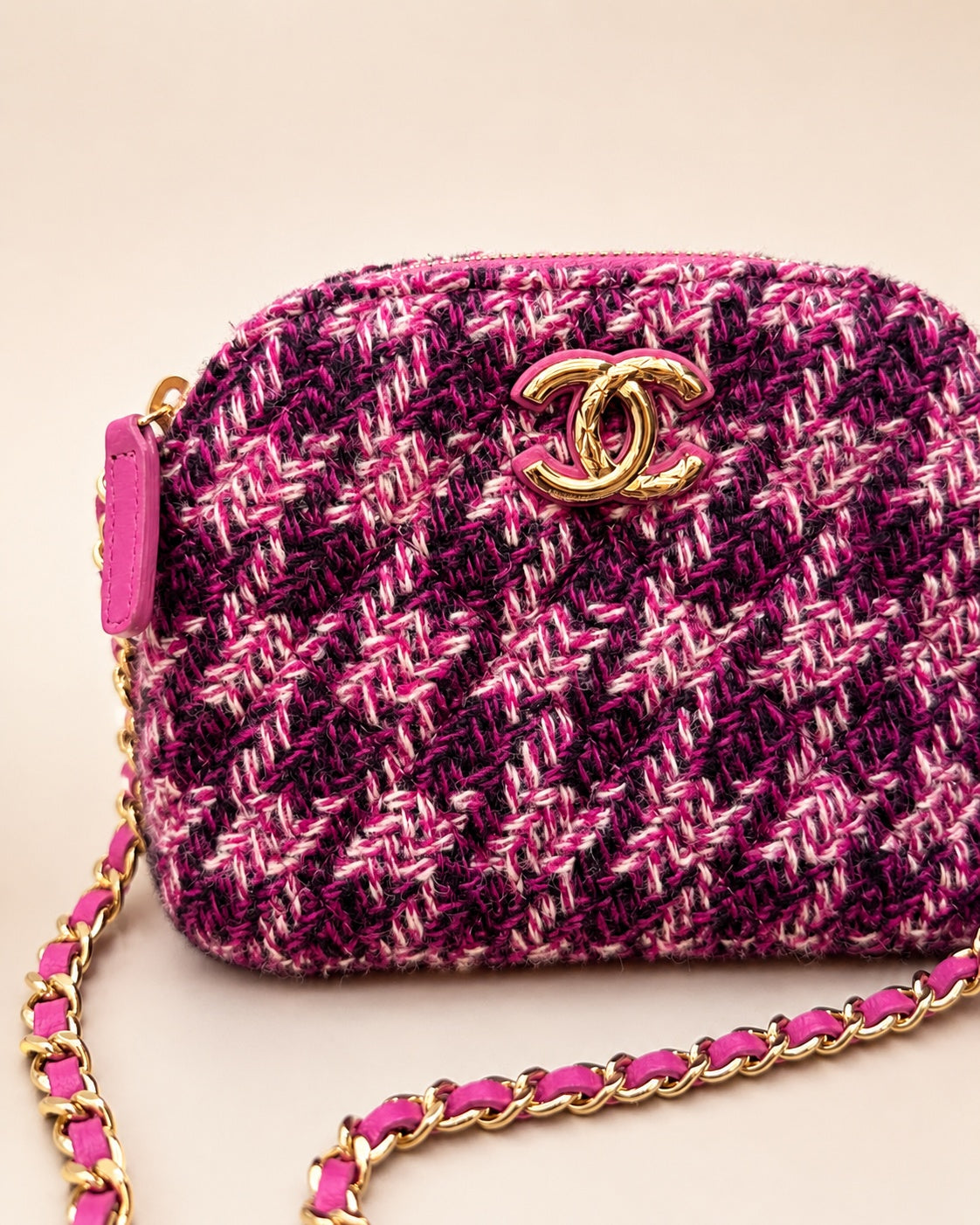 Chanel Classic Flap Tweed Bag I Pink with Mixed Hardware
