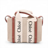 Chloé Woody Mini Canvas and Leather 2 in 1 Tote I Beige with Brown