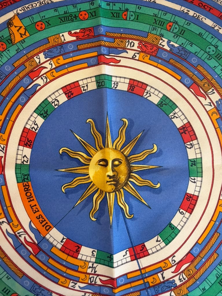 Foto original do lenço Hermès Astrologie / Dies et Hore — detalhe 1