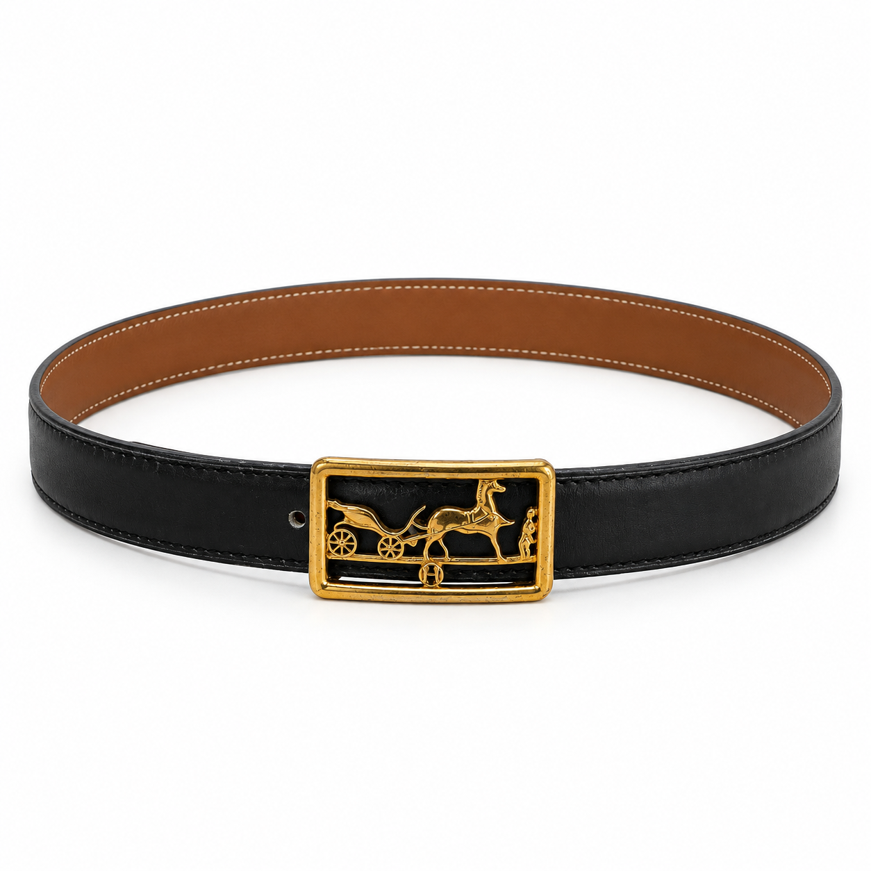 Hermès belt on a white studio background — digitally edited from the actual item photographs