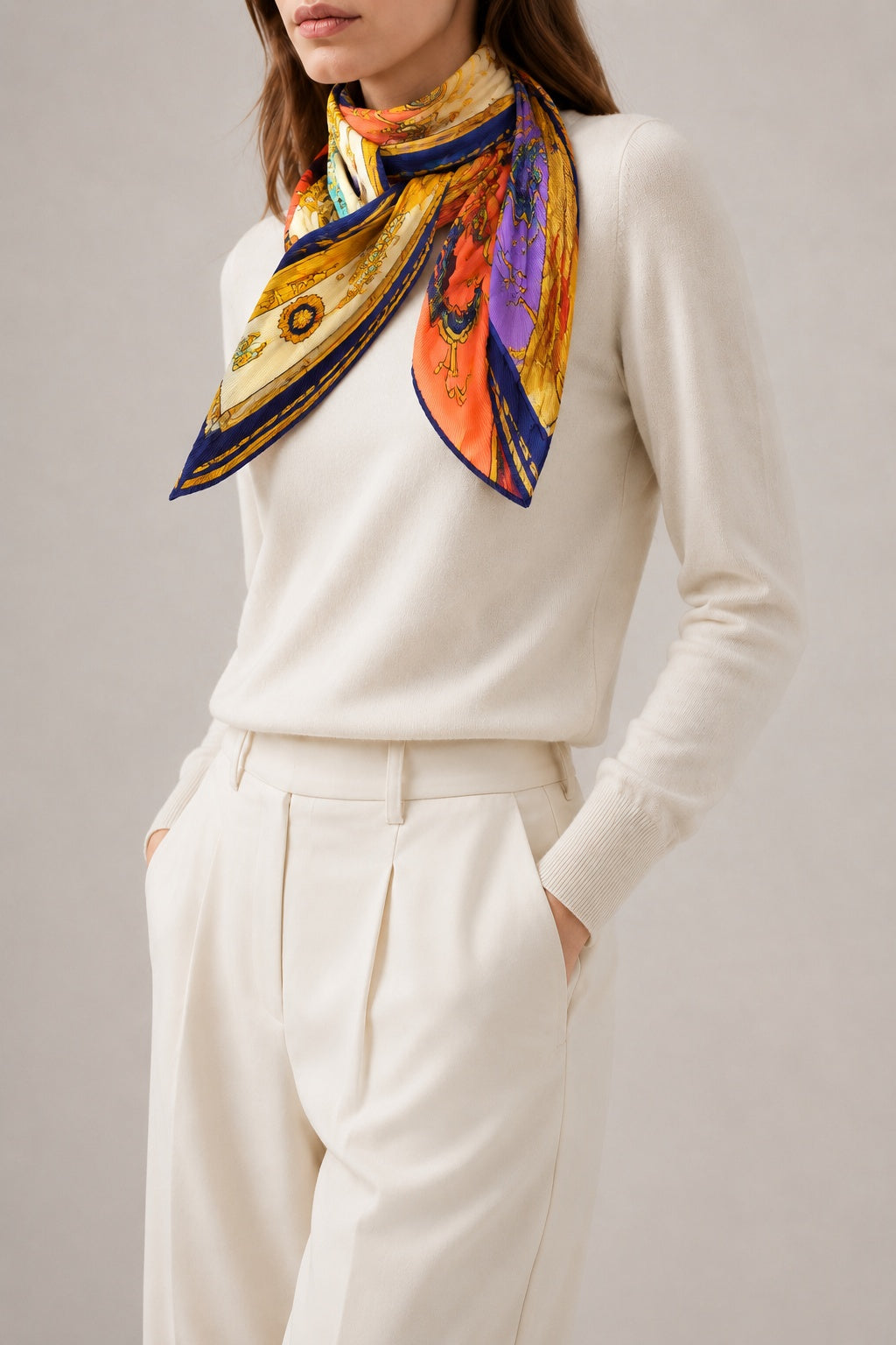 Hermès Carpe Diem Pleated Scarf I Colorful