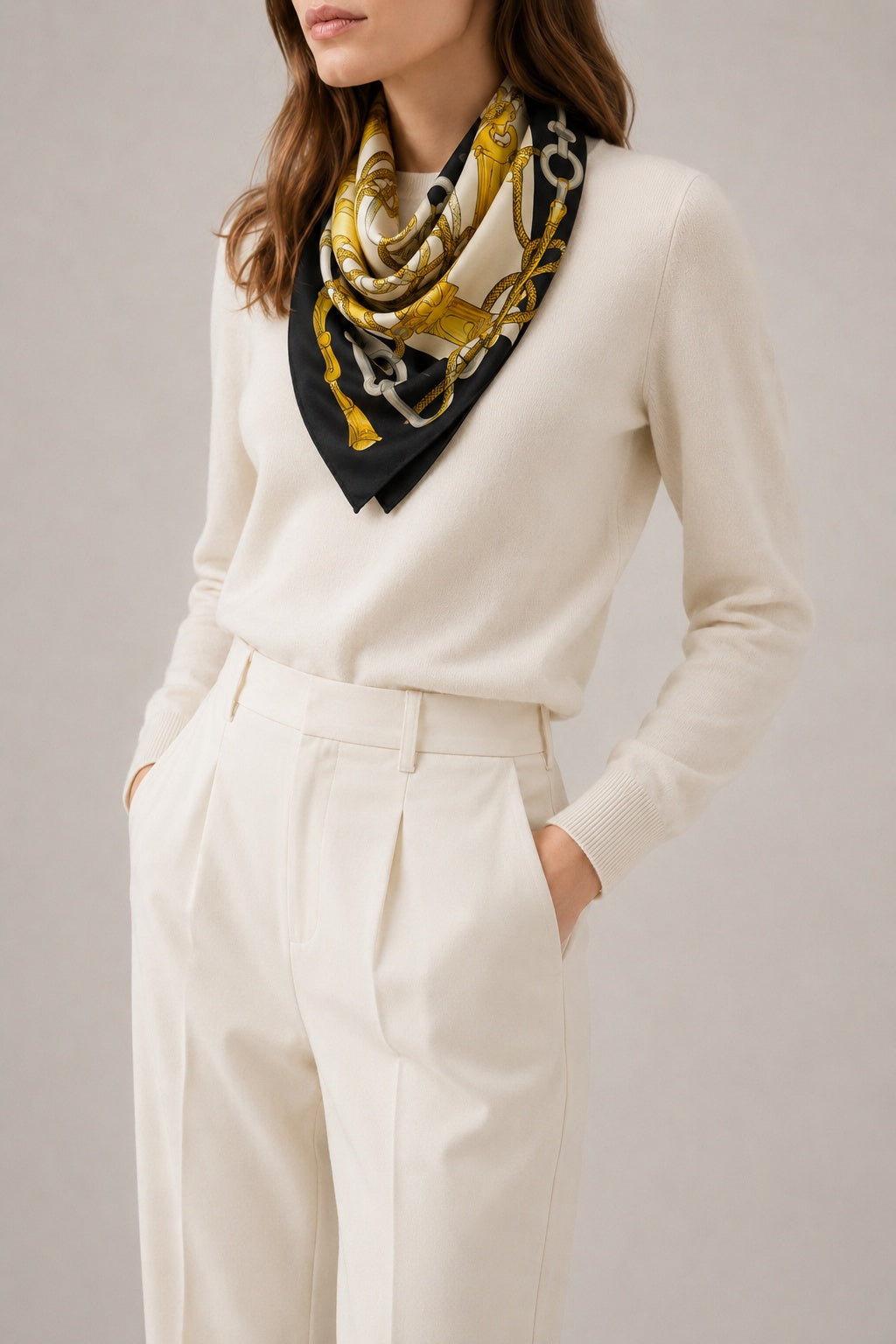Hermès Cliquets Silk Scarf I Blue, Gold and Off-White