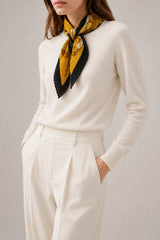 Hermès Eperon D'Or Pleated Scarf I Black, Gold and Yellow