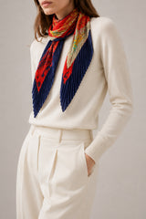 Hermès Hippica Pleated Scarf I Red and Dark Blue