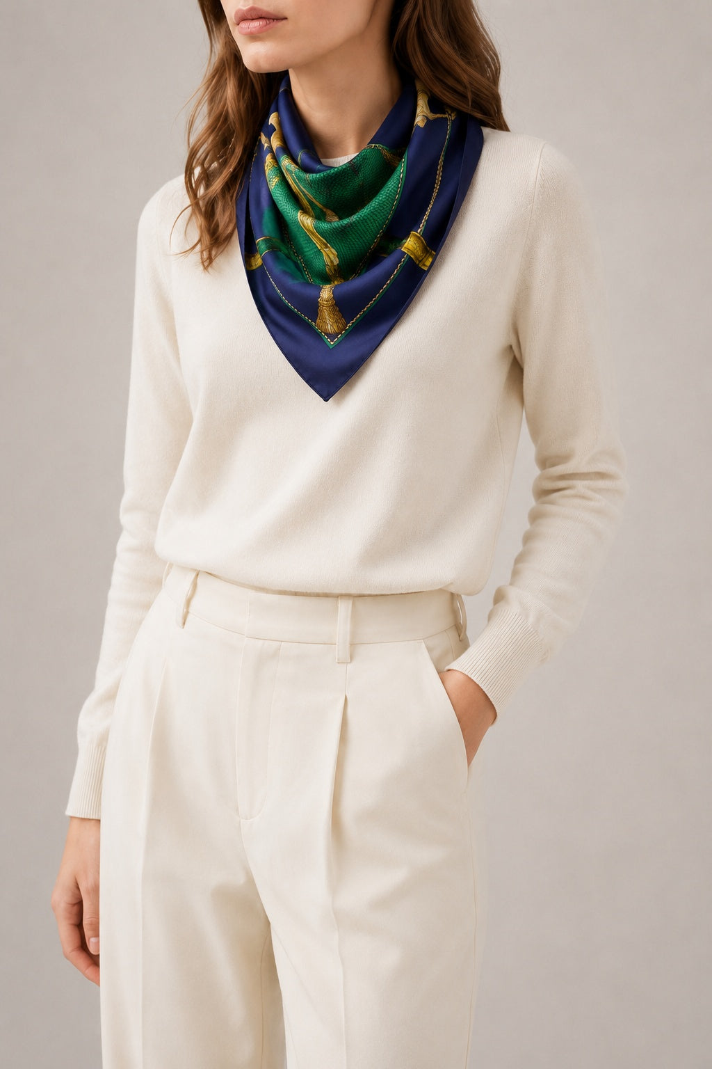 Hermès Les Cannes Silk Scarf I Blue and Green