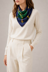 Hermès Les Cannes Silk Scarf I Blue and Green