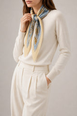 Hermès Les Secrets Pleated Scarf I Beige and Blue