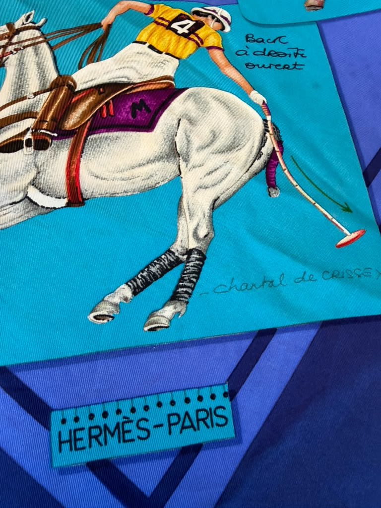 Foto original do lenço Hermès Polo — detalhe 1