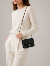 Chanel Chevron Single Flap Lambskin Chain Bag I Black with Gold Hardware