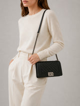 Chanel Boy Flap Quilted Lambskin Chain Bag I Black with Silver Hardware