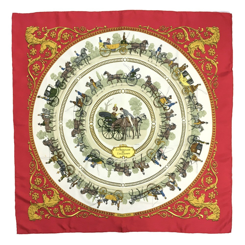 Hermes LA PROMENADE DE LONGCHAMPS Carre 90 Silk Scarf - Multicolor