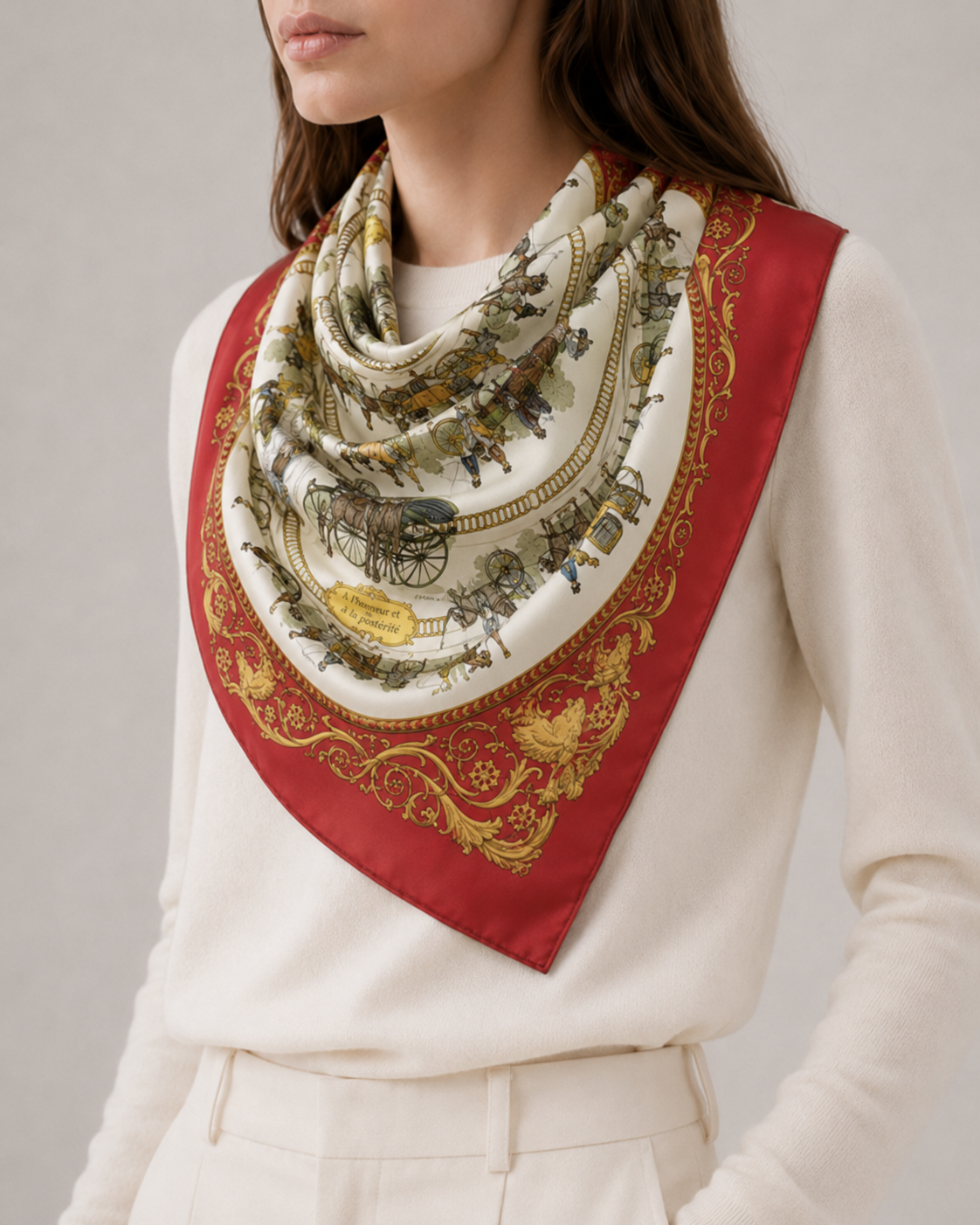 Hermes LA PROMENADE DE LONGCHAMPS Carre 90 Silk Scarf - Multicolor