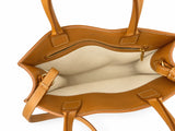 Celine Small Vertical Cabas, tan leather interior with zip pocket and canvas lining