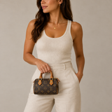 Louis Vuitton Mini Speedy Monogram Handbag – styled model illustration